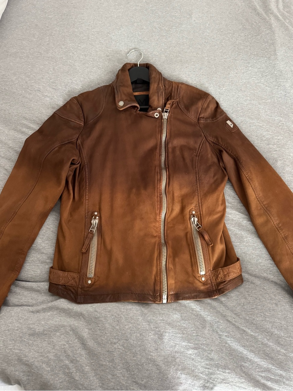 Brown Leather Moto Jacket